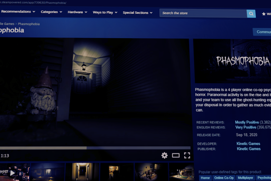 Screenshot of Phasmaphobia in Steam store