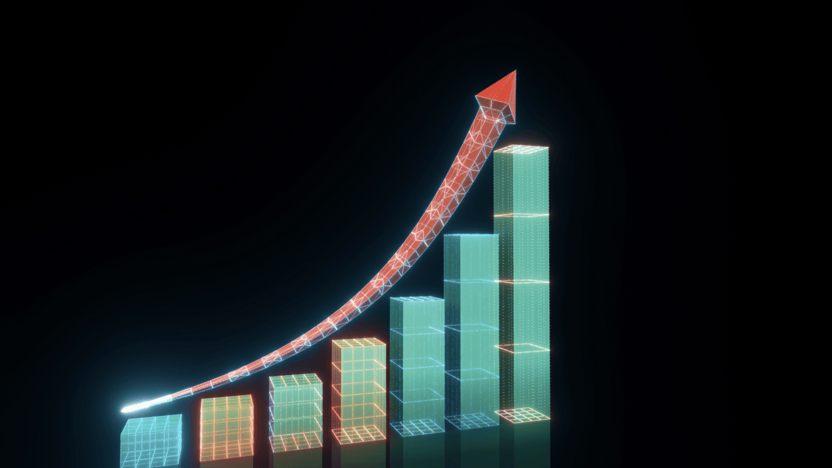 A bar chart showing an upward trend