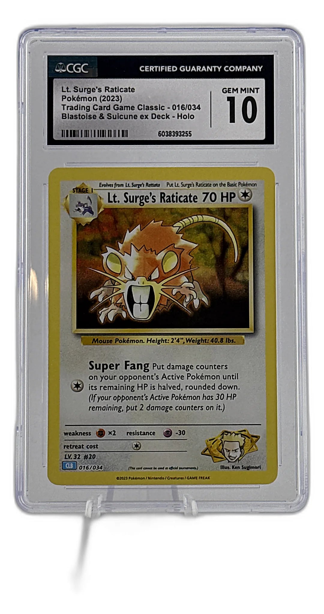 Lt. Surge's Raticate - Trading Card Game Classic #016/034 - Foil