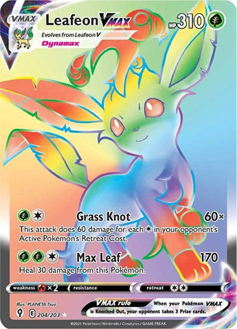 Leafeon VMAX (Secret) - SWSH07: Evolving Skies #204/203 - Foil