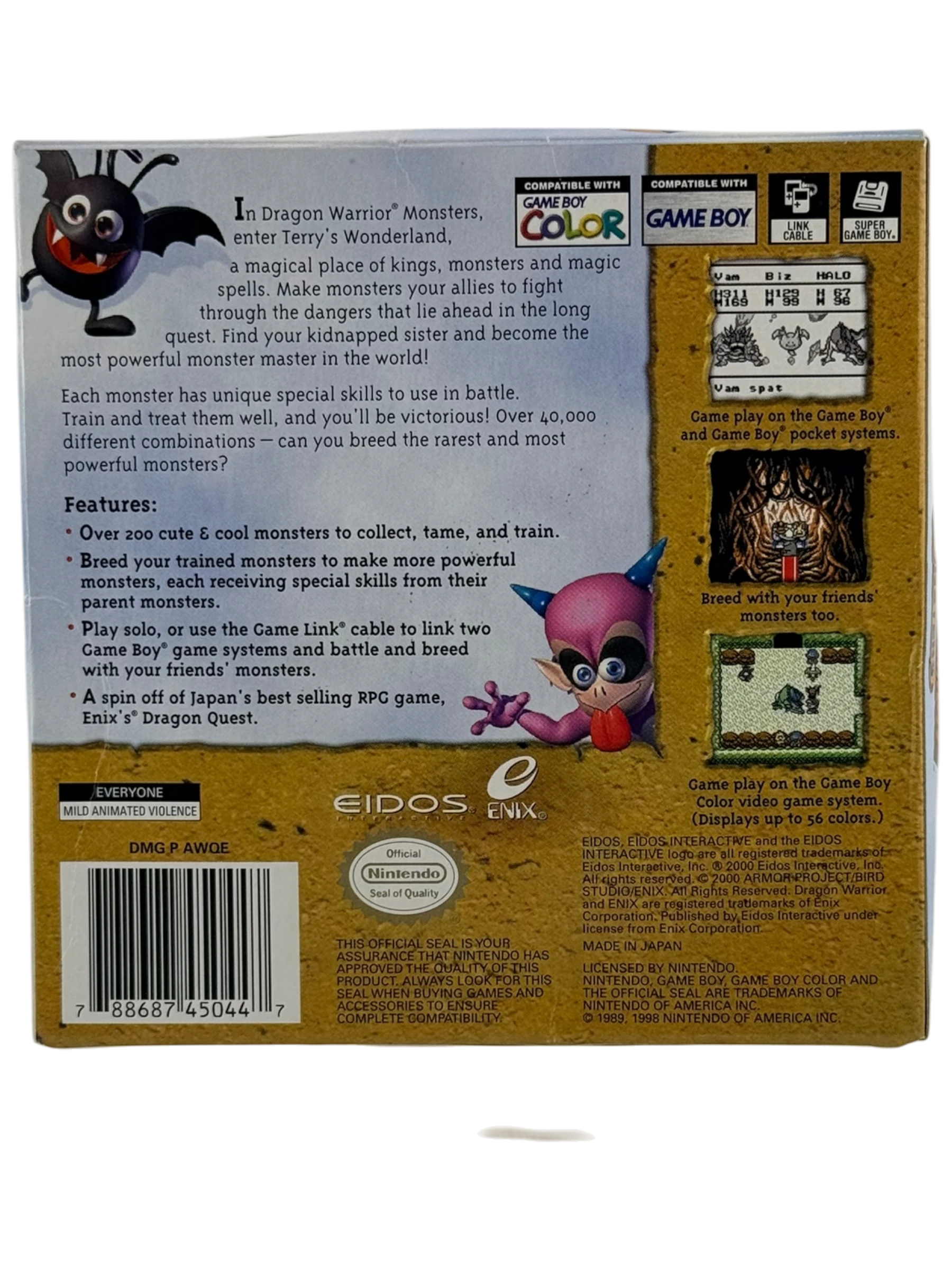 Dragon Warrior Monsters Game Boy Color complete in box with manual and original packaging from Coolection.