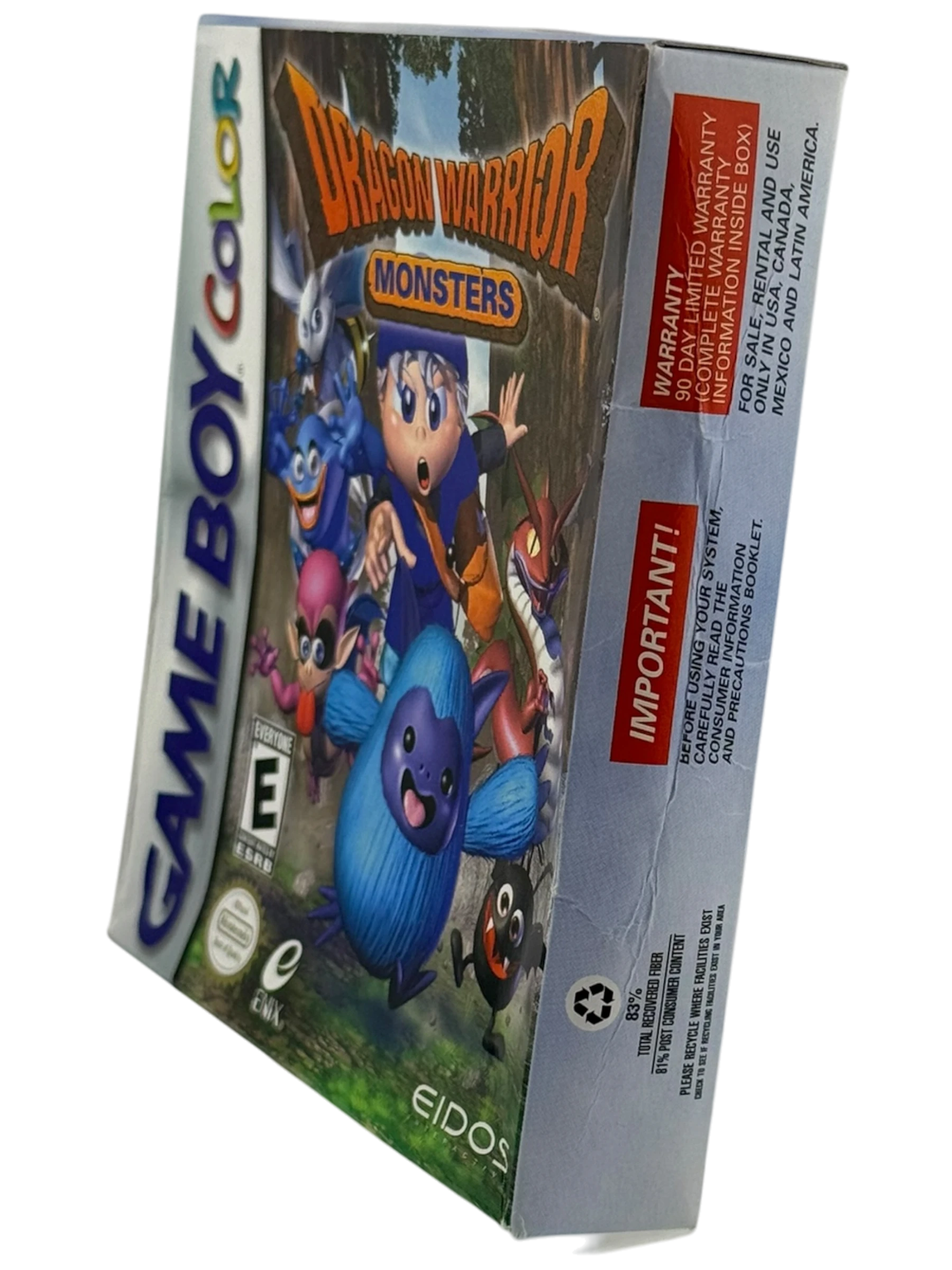 Coolection Dragon Warrior Monsters Game Boy Color complete in box with manual and original packaging. Features colorful monsters and characters.
