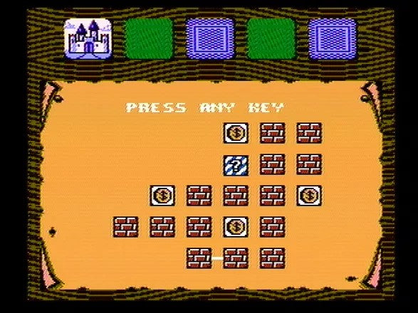 Coolection Gauntlet NES game title screen with castle, coins, and brick maze elements.