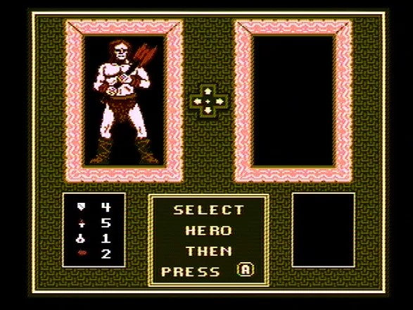 Gauntlet NES game select screen featuring a warrior character, stats, and text prompts. Coolection.