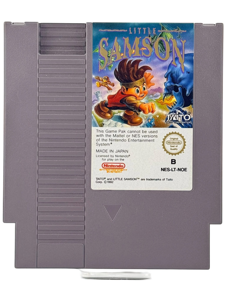 Coolection Little Samson NES PAL game cartridge. Features Samson character, dragon, and skull. Loose game, no box or manual.