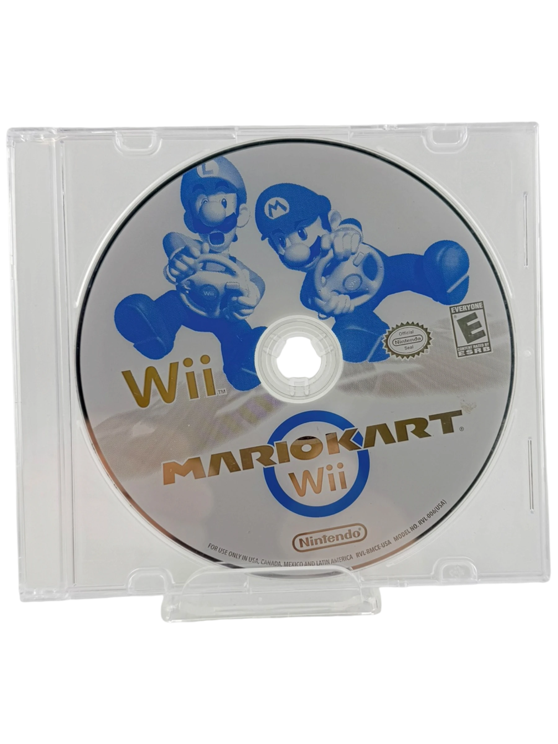 Coolection Mario Kart Wii game disc featuring Mario and Luigi driving karts. Blue and silver design.