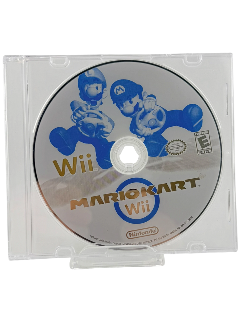 Coolection Mario Kart Wii game disc featuring Mario and Luigi driving karts. Blue and silver design.