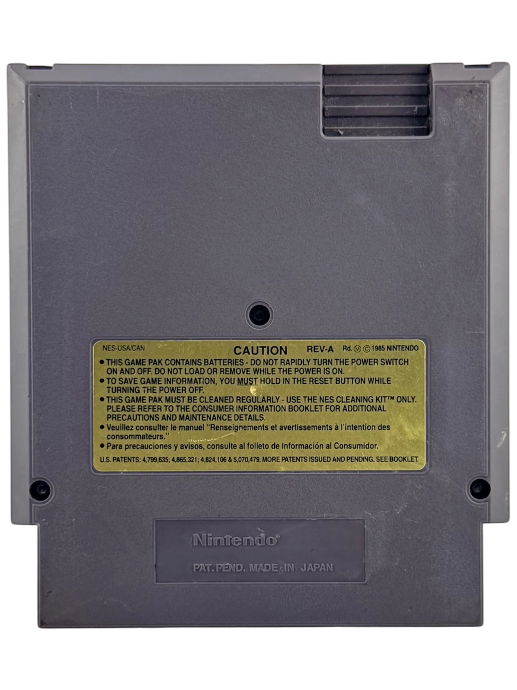 Coolection Tecmo NBA Basketball NES cartridge, tested and functional. Gray plastic with yellow caution label.