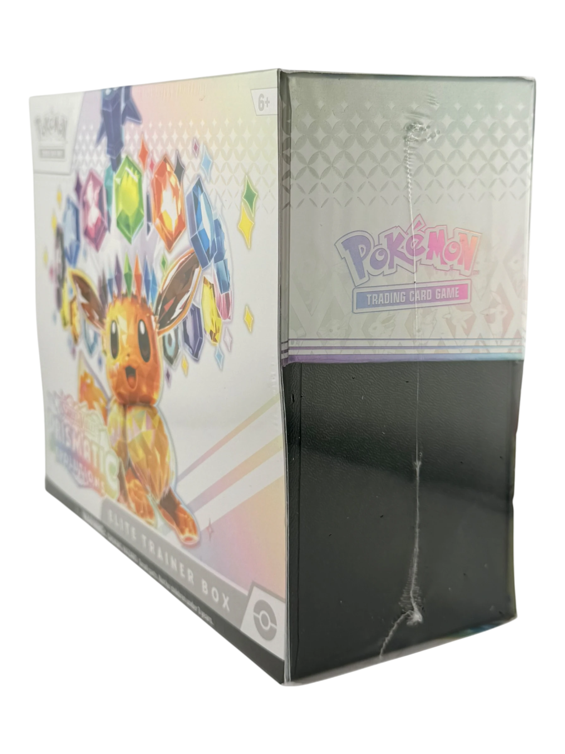 Coolection Prismatic Evolutions Elite Trainer Box featuring Eevee and colorful gems, sealed and new.