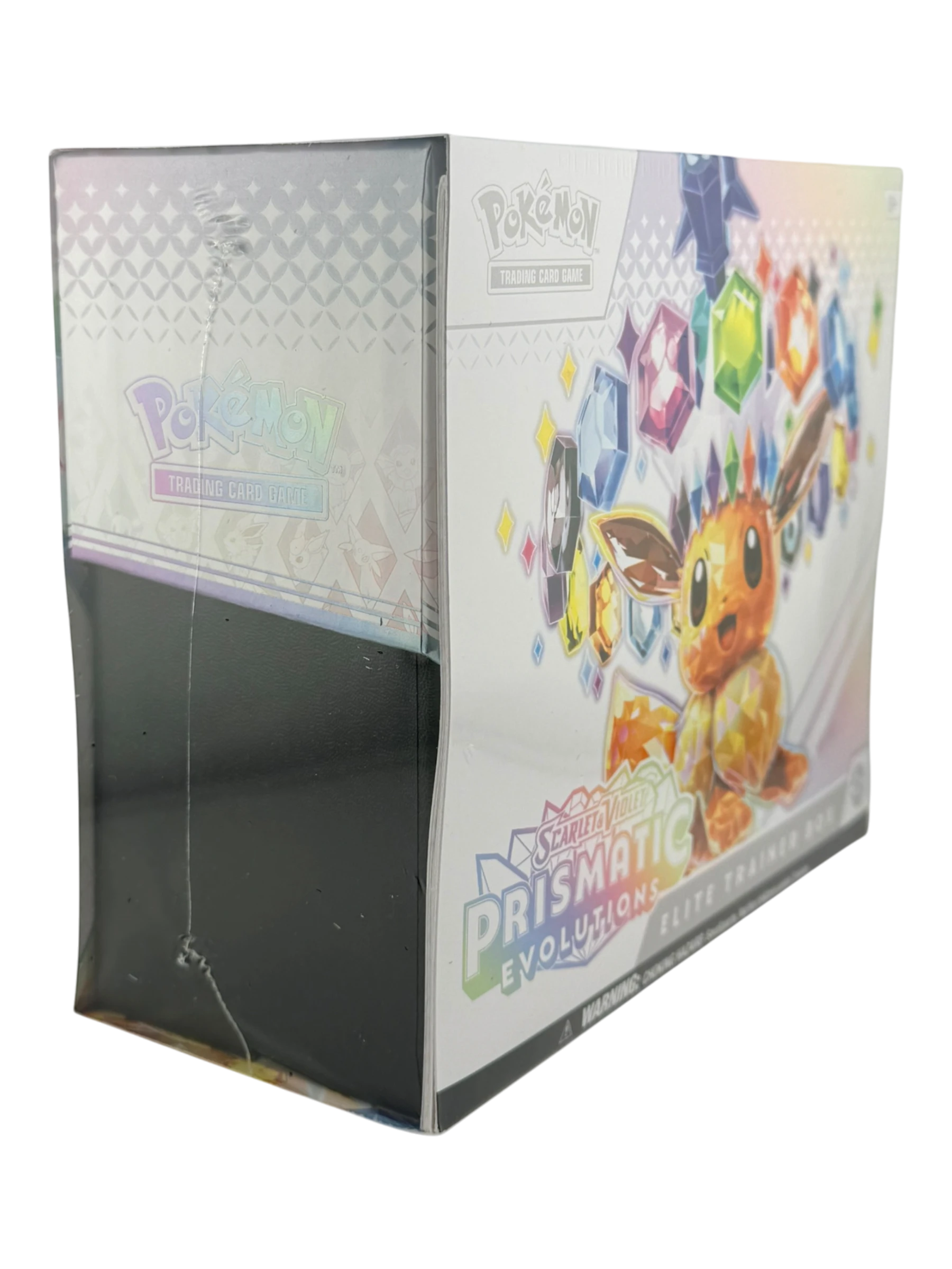Coolection Prismatic Evolutions Elite Trainer Box featuring Eevee and colorful gems, sealed and new.