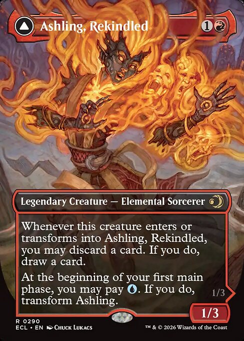 Ashling, Rekindled // Ashling, Rimebound - Lorwyn Eclipsed #290 - Borderless Foil — product image