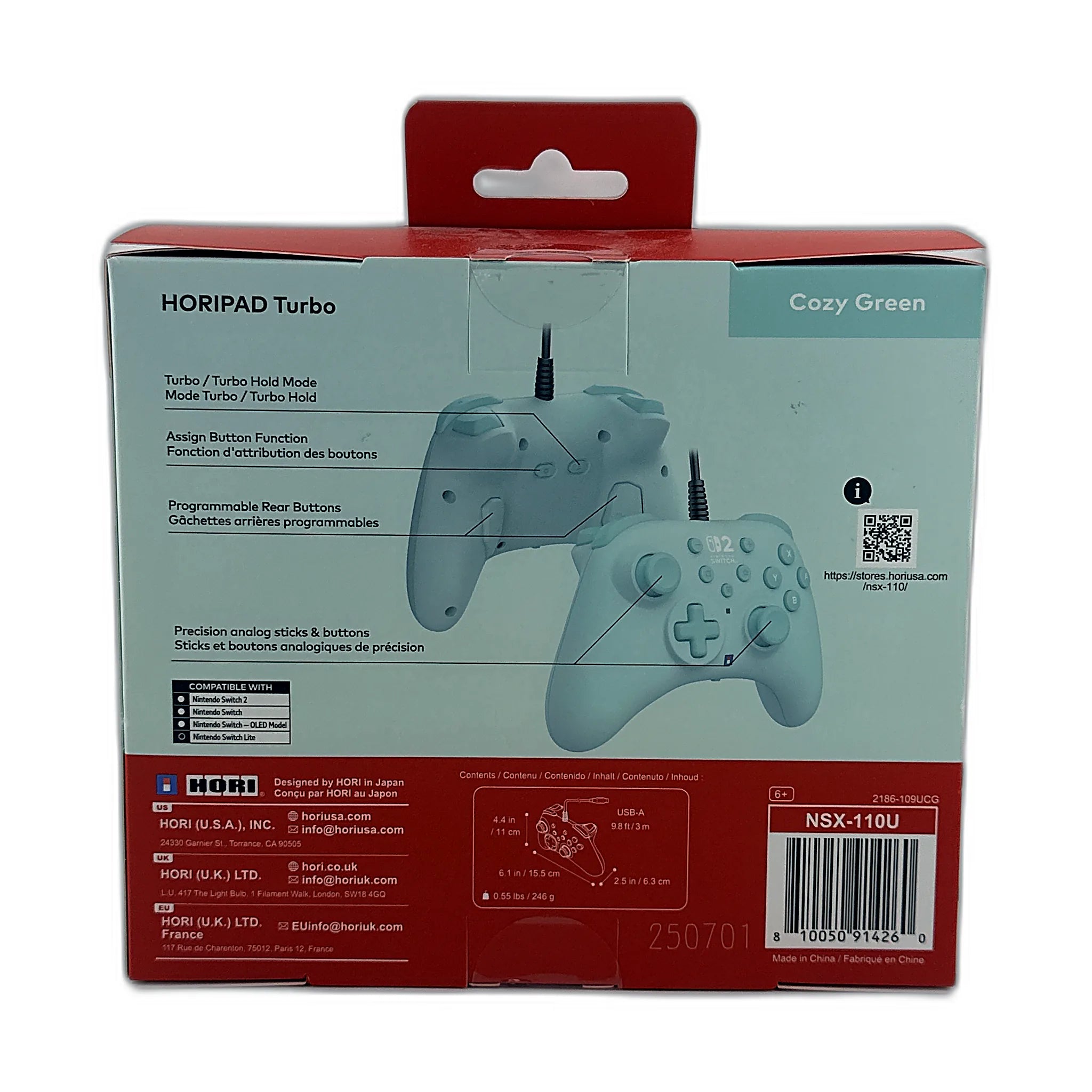 HORI HORIPAD Turbo (Cozy Green) Controller for Nintendo Switch 2
